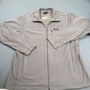 JACKET FLEECE Patagonia Mens XL Micro D GRAY Full Zip Mock Neck Hand Pockets